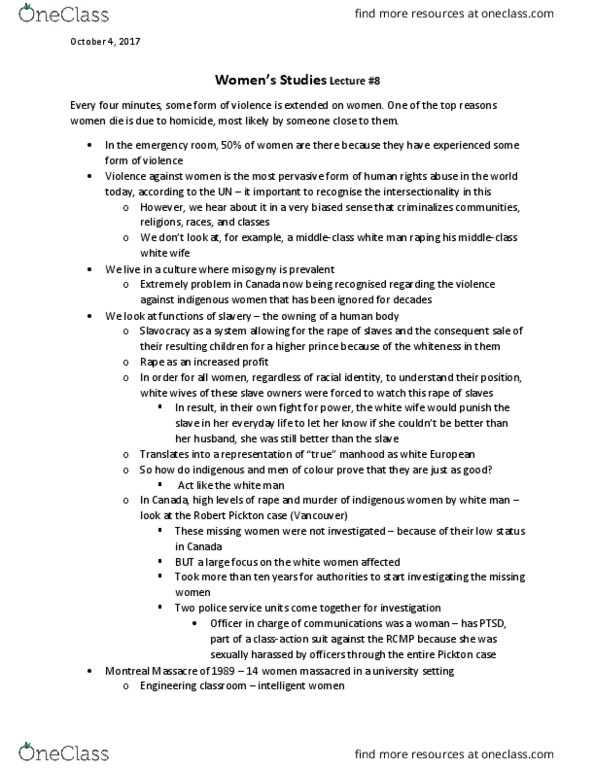 WS100 Lecture Notes - Lecture 8: Crossing Lines, Intersectionality, Slut thumbnail