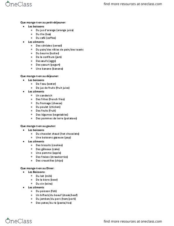 FRENCH 1Z06 Lecture Notes - Lecture 6: Nappe, Vehicle Identification Number, Broccoli thumbnail