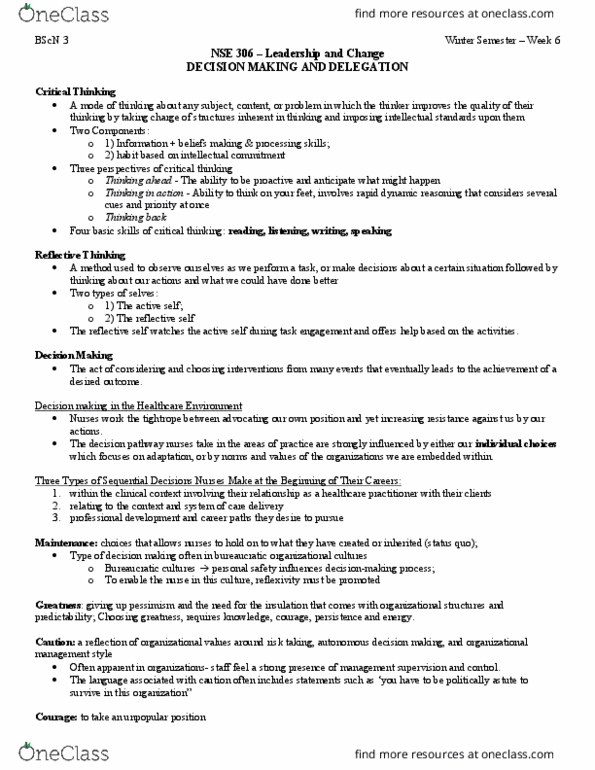 NSE 306 Lecture Notes - Lecture 6: Gantt Chart, Decision Points, Podiatry thumbnail