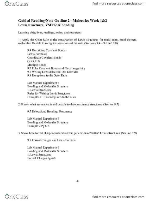 CHEM 1040 Lecture Notes - Lecture 2: Ethylene, Pi Bond, Electronegativity thumbnail