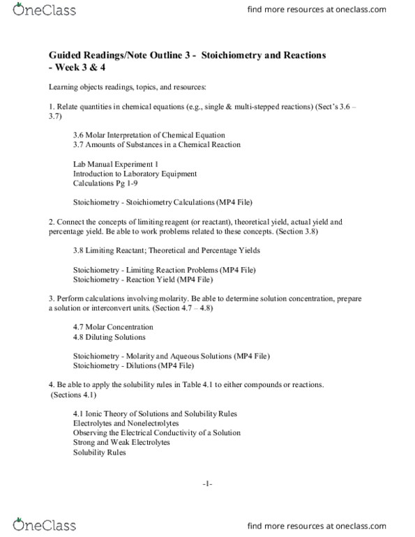 CHEM 1040 Lecture Notes - Lecture 3: Ideal Gas Law, Chlorate, Limiting Reagent thumbnail