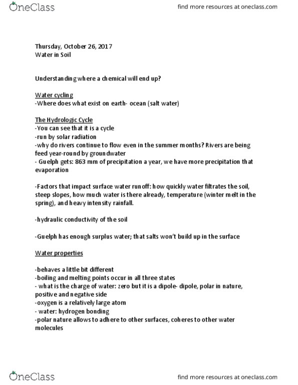 AGR 2320 Lecture Notes - Lecture 18: Soil Horizon, Hydraulic Conductivity, Sphagnum thumbnail