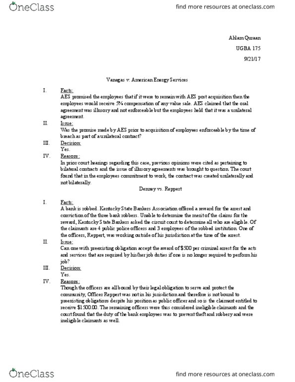 UGBA 175 Lecture Notes - Lecture 12: Estoppel, Ahlam, Contract thumbnail