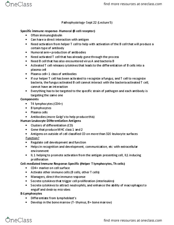 HSS 3305 Lecture Notes - Lecture 5: Immunoglobulin M, Apoptosis, Colostrum thumbnail