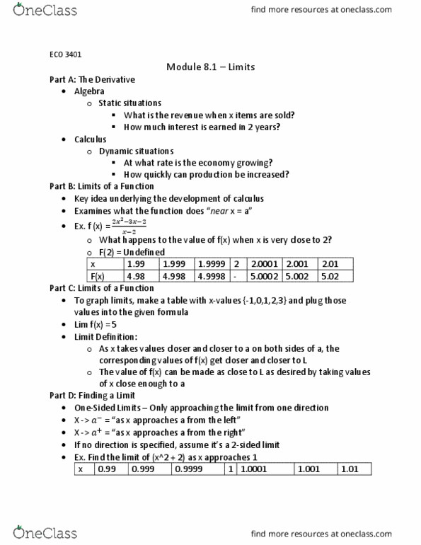 ECO 3401 Chapter Notes - Chapter 8.1: Piecewise, Power Rule thumbnail