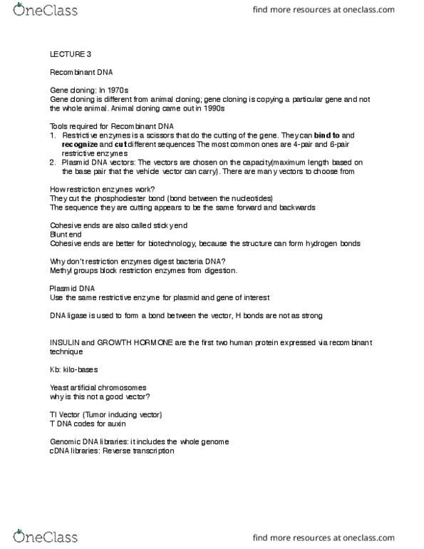 BIO374H5 Lecture Notes - Lecture 3: Western Blot, Agarose Gel Electrophoresis, Northern Blot thumbnail