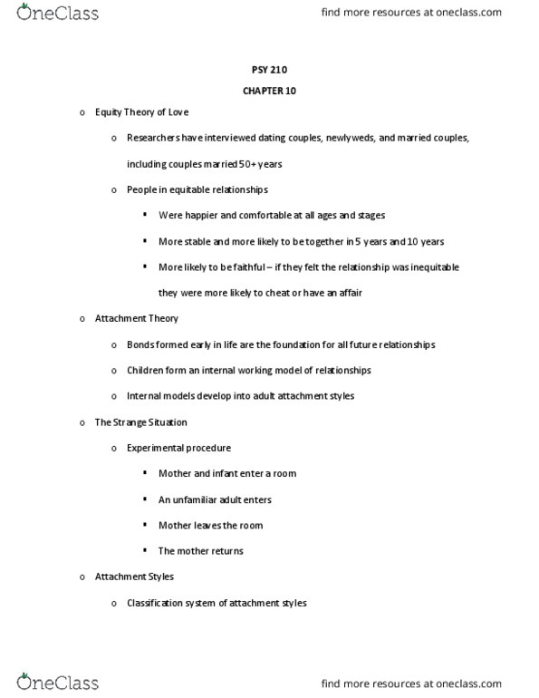 PSY 210 Lecture Notes - Lecture 15: David Buss, Mental Model, Attachment In Adults thumbnail