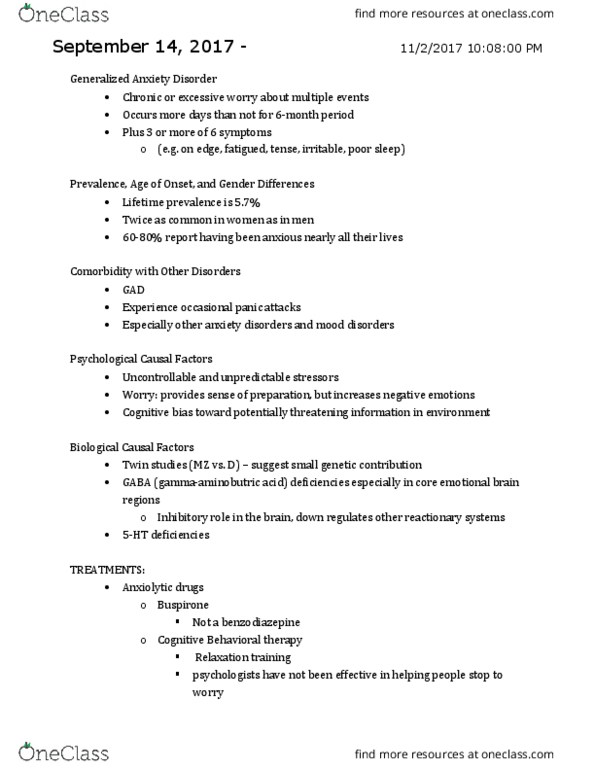 PSYC 385 Lecture Notes - Lecture 9: Heritability, Thought Suppression, Acne Vulgaris thumbnail