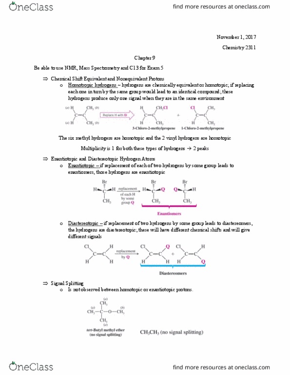 CHEM 2311 Lecture Notes - Lecture 21: Phenyl Group, Nitro Compound, Spectroscopy thumbnail