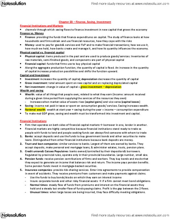 EC140 Chapter Notes -Loanable Funds, Real Interest Rate, United States Treasury Security thumbnail