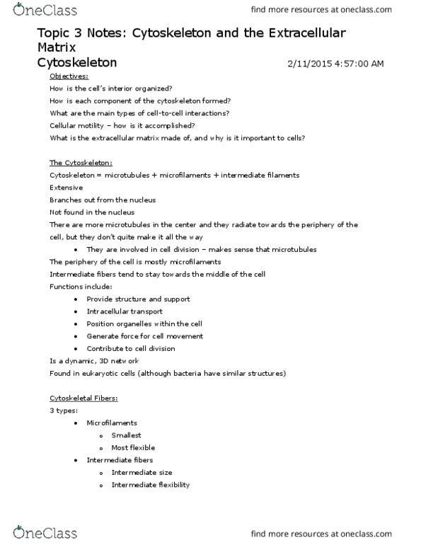 BIO 1140 Lecture Notes - Lecture 3: Exon, Collagen, Desmosome thumbnail