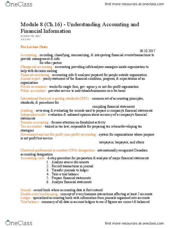 ARBUS101 Chapter Notes - Chapter 16: Retained Earnings, Cash Flow, Accounting Equation thumbnail