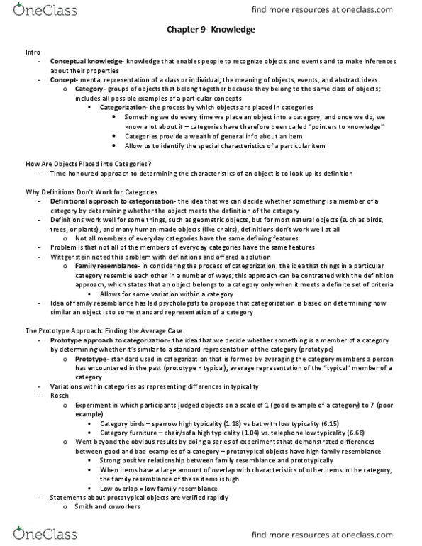 PSYCO258 Chapter Notes - Chapter 9: Somatotopic Arrangement, Dependent And Independent Variables, Mental Chronometry thumbnail