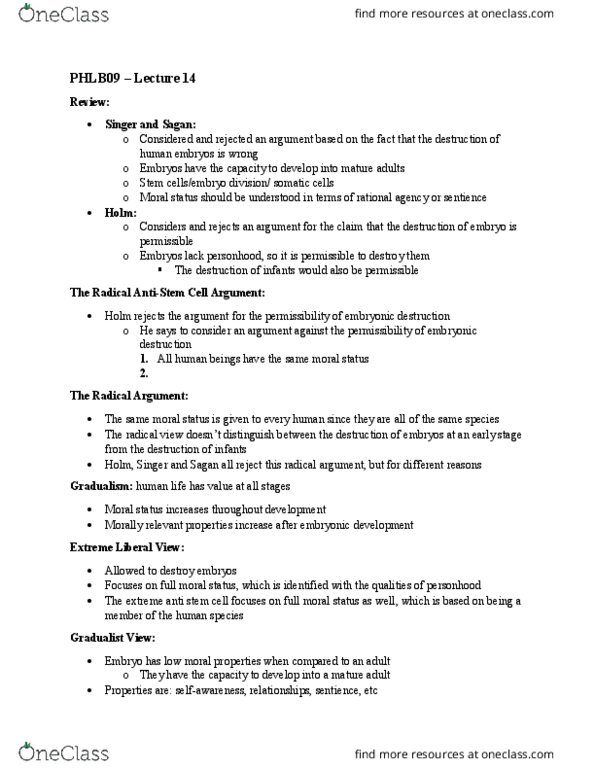 PHLB09H3 Lecture Notes - Lecture 14: Surrogacy, Commodification, Miscarriage thumbnail