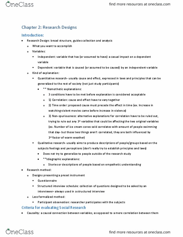 SOCIOL 2Z03 Chapter Notes - Chapter 2: Quasi, Cohort Study, Longitudinal Study thumbnail