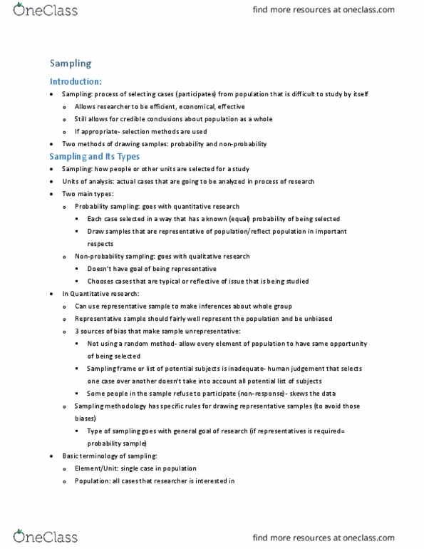 SOCIOL 2Z03 Chapter Notes - Chapter 12: Standard Error, Grounded Theory, Quota Sampling thumbnail