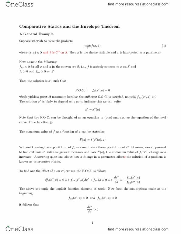 ECO102 Lecture Notes - Lecture 14: Institute For Operations Research And The Management Sciences, Implicit Function Theorem, Fxx thumbnail