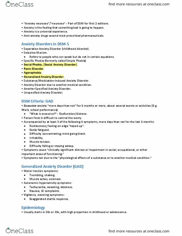 PSYCH 2AP3 Lecture Notes - Lecture 10: Intrusive Thought, Posttraumatic Stress Disorder, Extraversion And Introversion thumbnail