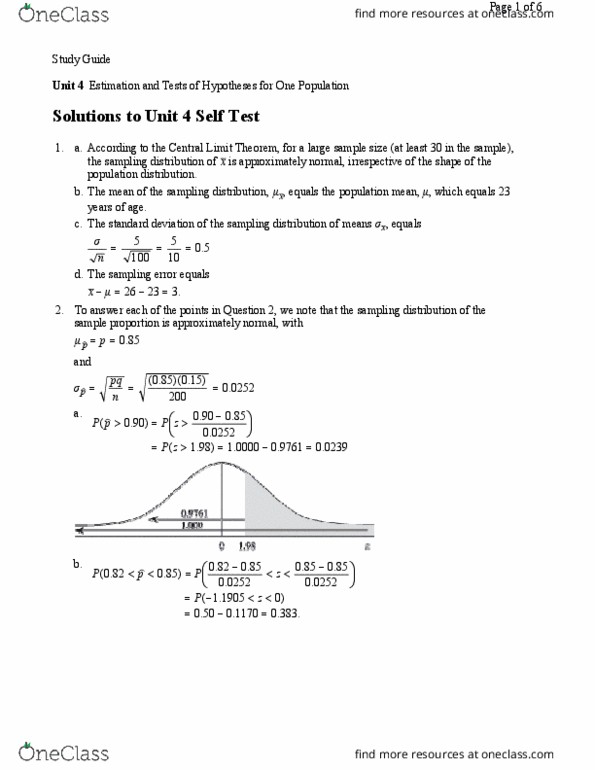 math215 Lecture Notes - Lecture 4: In Rainbows, Confidence Interval, Central Limit Theorem thumbnail