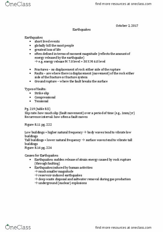 ENST 2500 Lecture Notes - Lecture 2: Thixotropy, Silt, Seismic Gap thumbnail