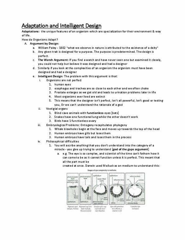 BIO 200 Lecture 21: Adaptation and Intelligent Design thumbnail