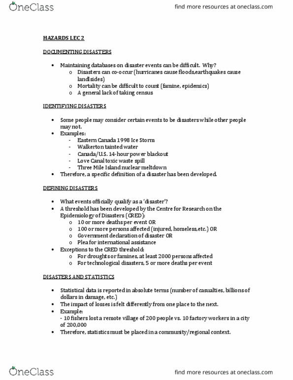 Geography 2152F/G Lecture Notes - Lecture 2: Malnutrition, Ozone Depletion, Human Reliability thumbnail