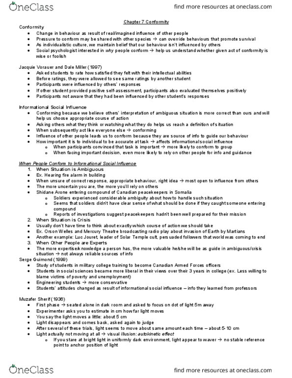 Psychology 2070A/B Chapter Notes - Chapter 7: Action Figure, Philip Zimbardo, Stanley Milgram thumbnail