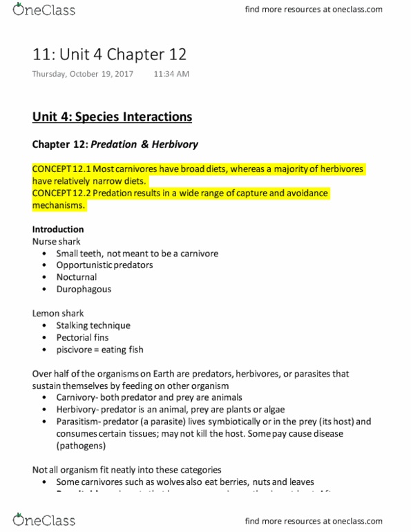 Biology 2483A Lecture Notes - Lecture 11: Carnivora, Whale Shark, Fire Coral thumbnail
