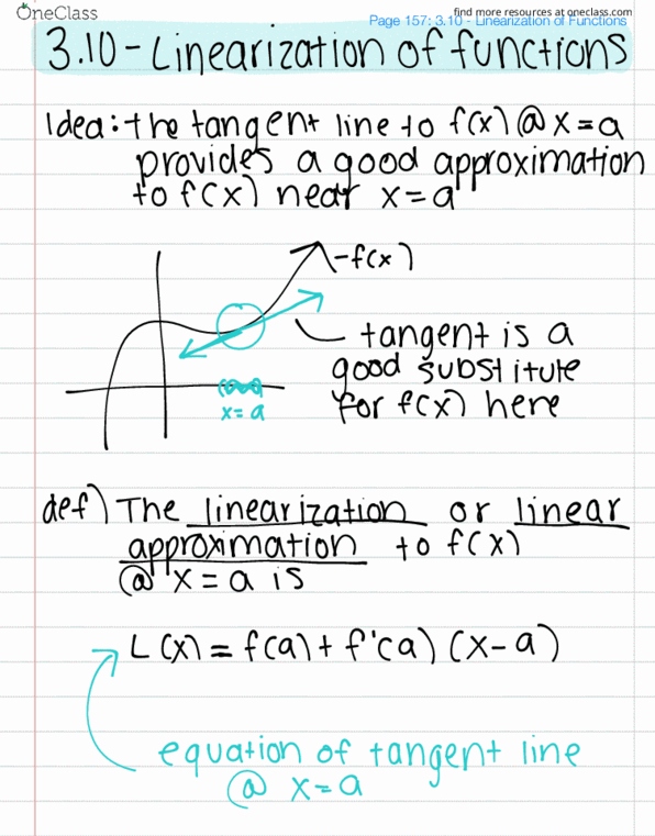 MAC-2311 Lecture 19: 3.10. - Linearization of Functions thumbnail