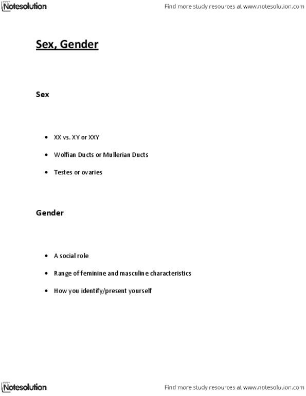 HSCI 1120 Lecture Notes - Paramesonephric Duct, Transsexual, Testicle thumbnail