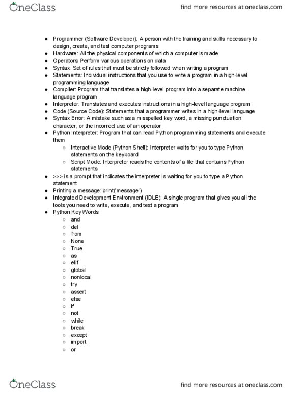 MIS 304 Lecture Notes - Lecture 3: Integrated Development Environment, Source Code thumbnail