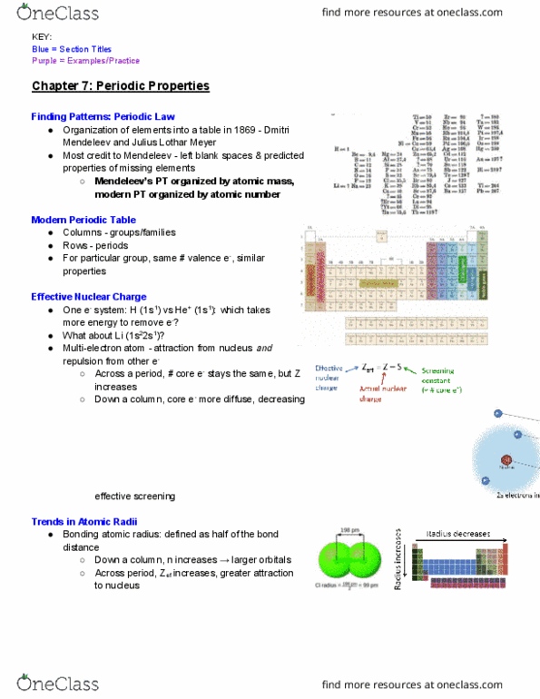 CHEM 11H Lecture Notes - Lecture 17: Julius Lothar Meyer, Atomic Radius, Periodic Trends thumbnail