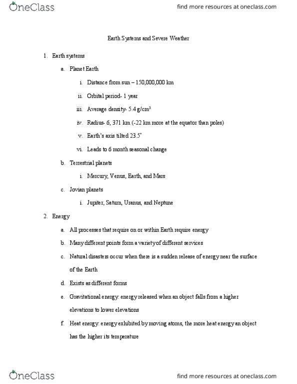 GSC 350 Lecture Notes - Lecture 9: Vertical Draft, Fujita Scale, Hydrosphere thumbnail