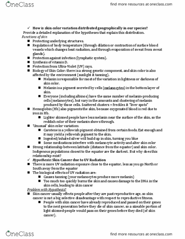 ANTH-B 200 Lecture Notes - Lecture 30: Main Source, Rickets, Dark Skin thumbnail