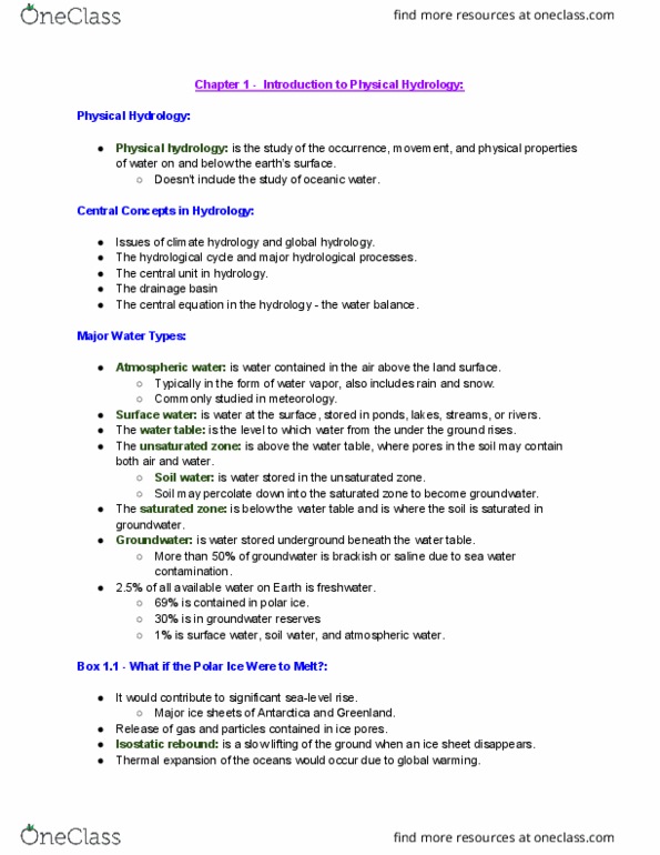 EESB04H3 Chapter Notes - Chapter 1: Permafrost, Atmospheric Circulation, Throughfall thumbnail