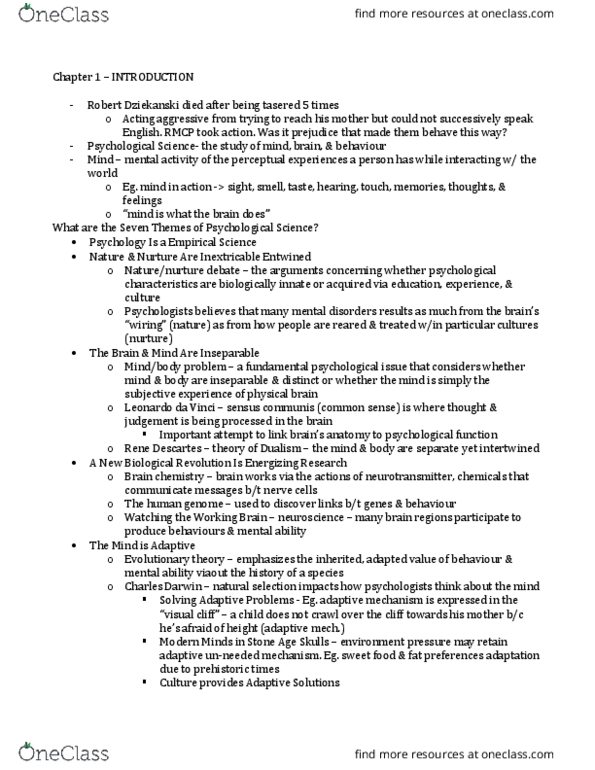 PSY100H1 Chapter Notes - Chapter 1: Kurt Lewin, Divergent Thinking, Critical Thinking thumbnail