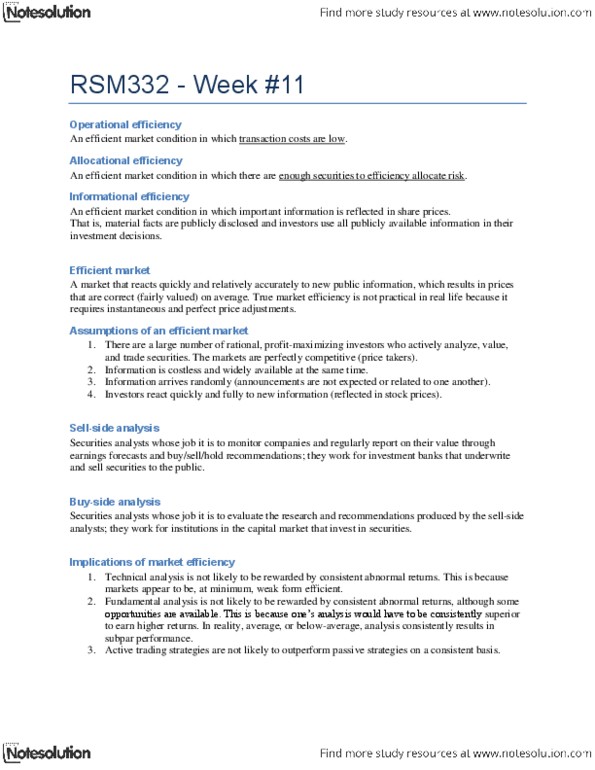 RSM332H1 Chapter Notes -Efficient-Market Hypothesis, Technical Analysis, Capital Market thumbnail