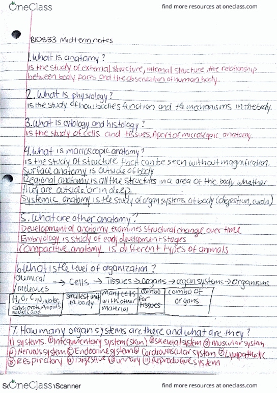 BIOB33H3 Midterm: BIOB33 M1 P.1 - OneClass