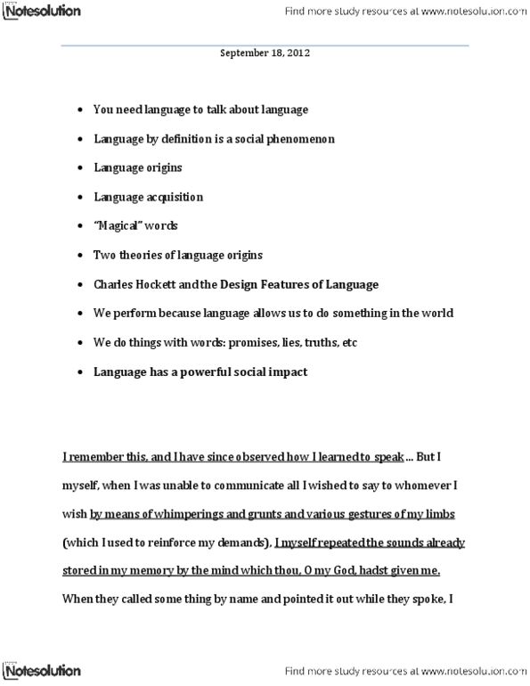 PHIL 1100 Lecture Notes - Language Acquisition, Hate Speech, Language Change thumbnail