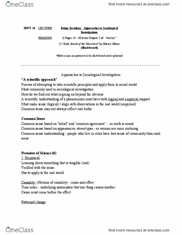 SOCI 1001H Lecture Notes - Lecture 2: Social Conflict, Social Forces thumbnail