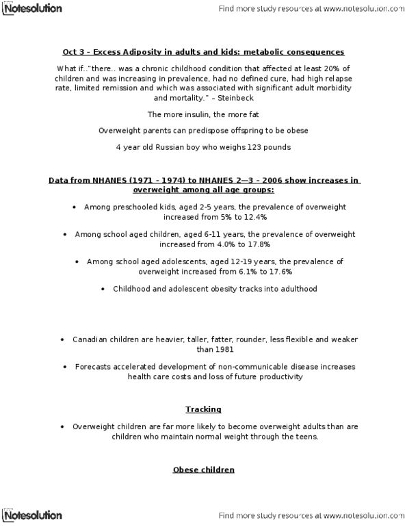 PEDS334 Lecture Notes - Energy Economics, National Health And Nutrition Examination Survey, Dyslipidemia thumbnail