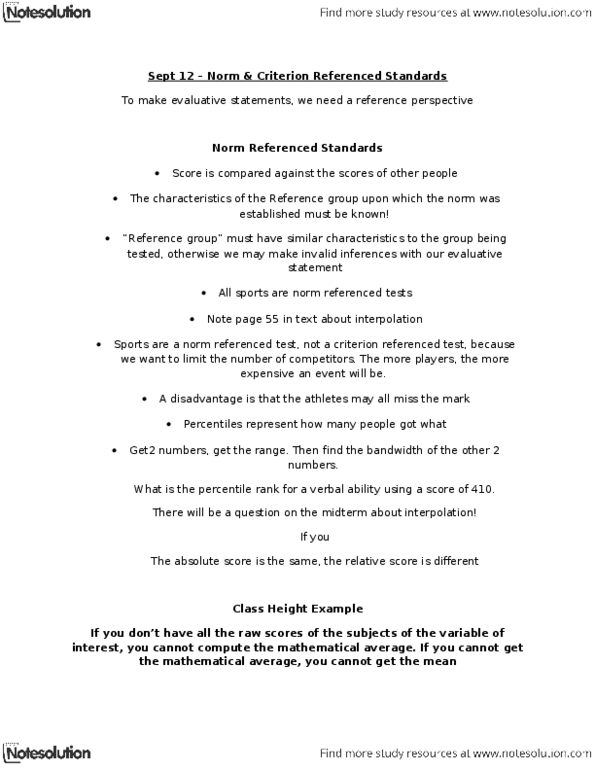 PEDS109 Lecture Notes - Percentile Rank, Central Tendency thumbnail