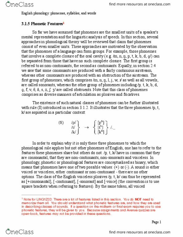 LINGUIST 1Z03 Lecture Notes - Lecture 3: Diphthong, Labiodental Consonant, Front Rounded Vowel thumbnail