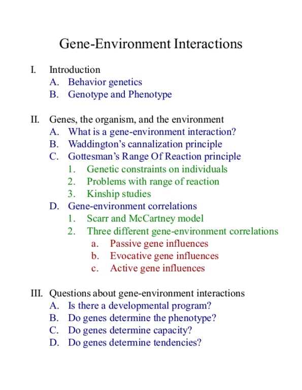 PSYB32H3 Lecture : gene-environment interactions class notes thumbnail