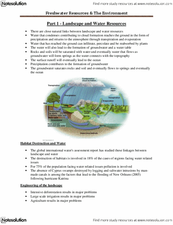 EARTHSC 2WW3 Lecture 3: Lecture 3 - Freshwater Resources & The Environment (1).pdf thumbnail