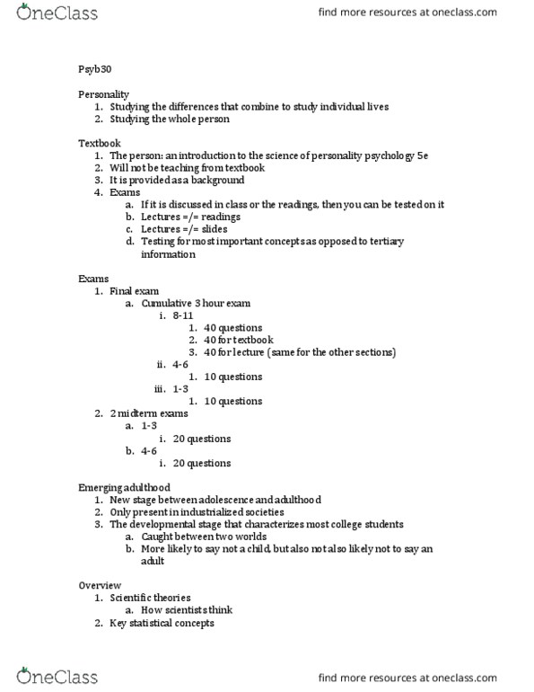 PSYB30H3 Lecture Notes - Lecture 1: Statistical Significance, Standard Deviation, Effect Size thumbnail