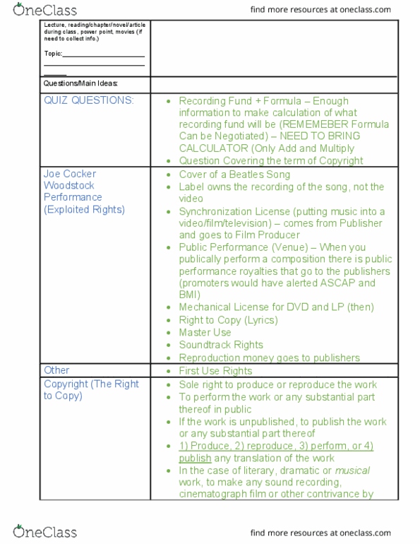 RTA 927 Lecture Notes - Lecture 8: Prs For Music, Sound Recording And Reproduction, Spotify thumbnail