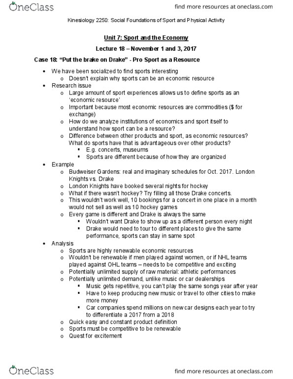 Kinesiology 2250A/B Lecture Notes - Lecture 18: Profit Maximization, X Games, Market Economy thumbnail