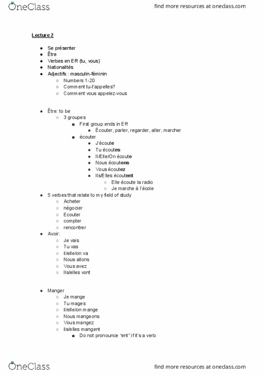 FRE 101 Lecture Notes - Lecture 2: Compter thumbnail