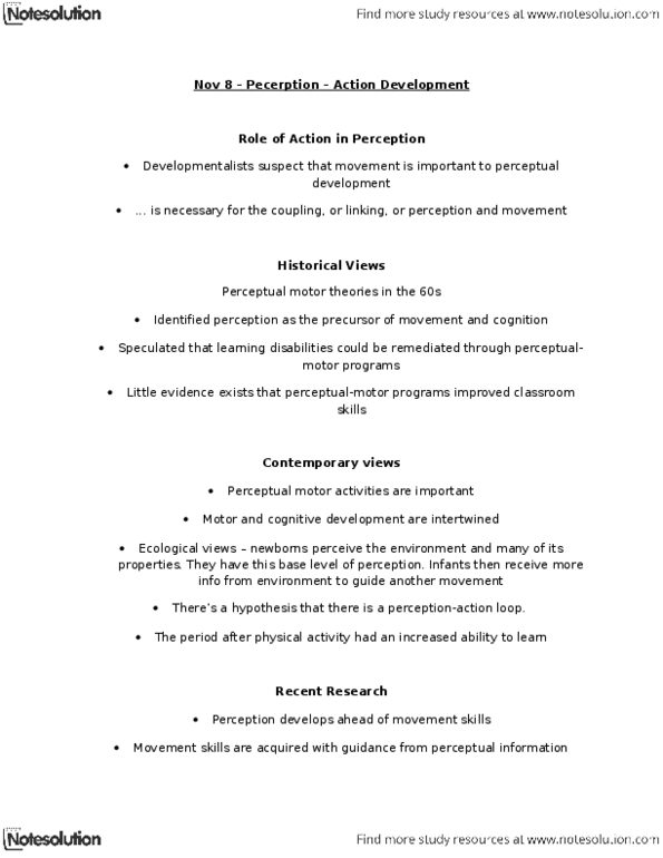 PEDS207 Chapter Notes -Perceptual Learning, Depth Perception, Proprioception thumbnail